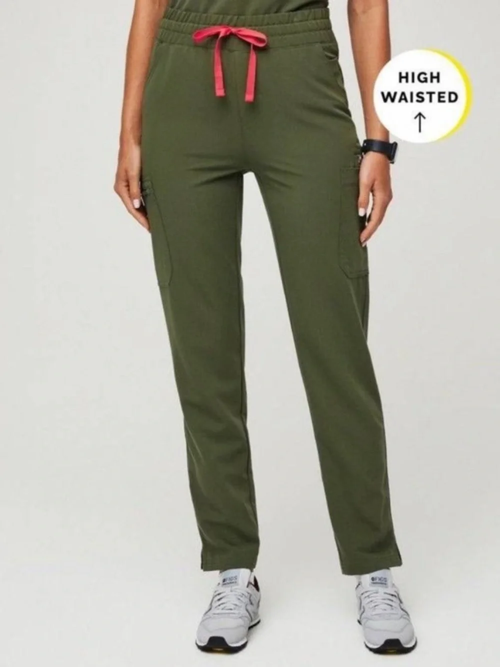 Figs High Waisted Yola Skinny Scrub Pant in Olive Green Small Tall